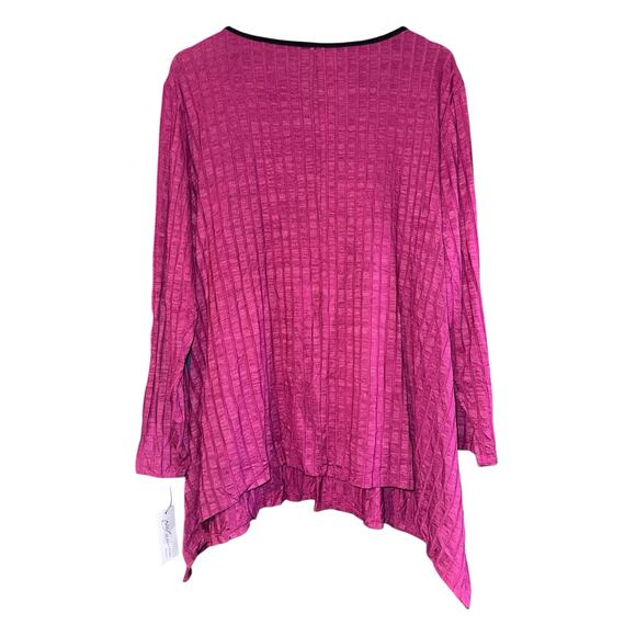 NWT Ny Collection Women's Ripped Top 3X Asymmetrical Lace Purple Fairy Work - Picture 5 of 6